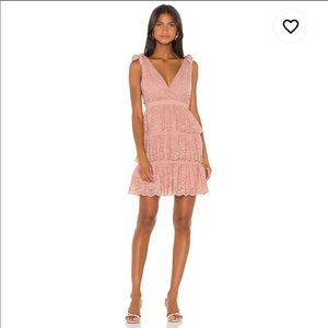 Revolve Bardot “Roxie” Lace Strapless Pink Dress